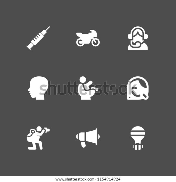 male icon. 9 male set with
happy, support, trip and photographer vector icons for web and
mobile app