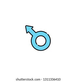 Male icon, flat design line art thin style, Valentines day signs and love symbols, Wedding infographics. Colorful icon on a white background, Vector illustration