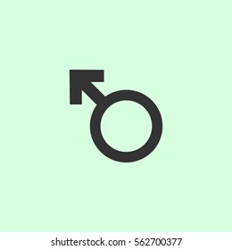Male icon flat. Grey vector symbol on green background