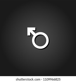 Male icon flat. Simple White pictogram on black background with shadow. Vector illustration symbol