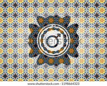 male icon inside arabesque emblem background. arabic decoration.