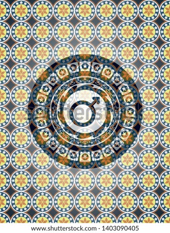 male icon inside arabesque emblem background. arabic decoration.