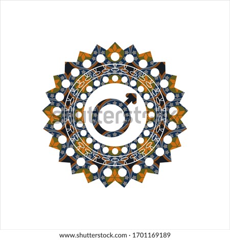 male icon inside arabesque emblem background. arabic decoration.