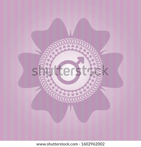 male icon inside badge with pink background