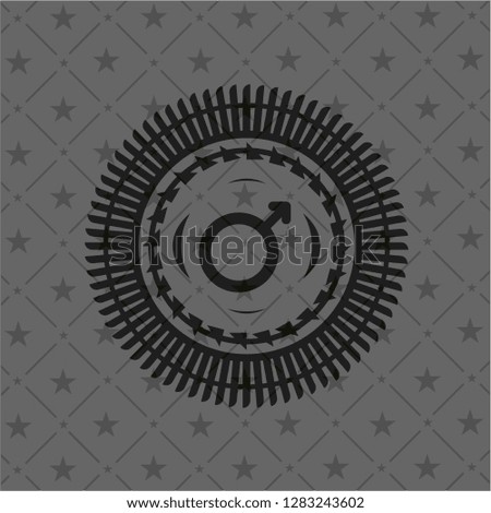 male icon inside dark emblem. Retro