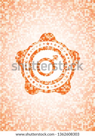 male icon inside orange mosaic emblem