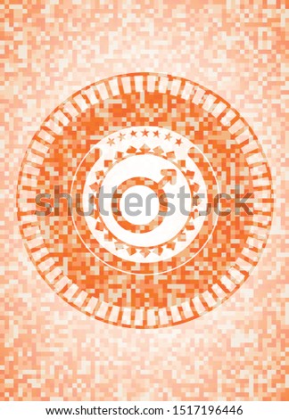 male icon inside orange mosaic emblem