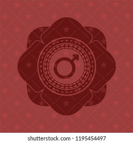 male icon inside realistic red emblem
