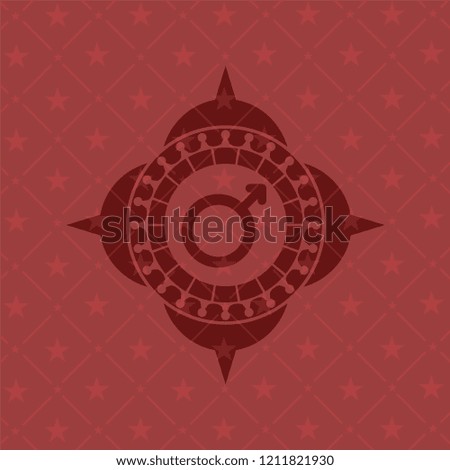 male icon inside realistic red emblem