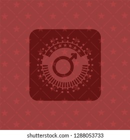 male icon inside red emblem