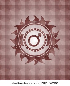 male icon inside red polygonal badge. Seamless.