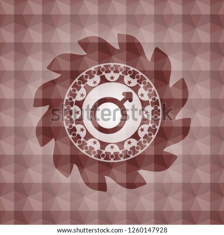 male icon inside red polygonal badge. Seamless.