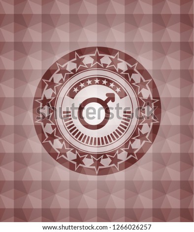 male icon inside red polygonal badge. Seamless.