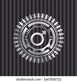icono masculino dentro de la placa de plata