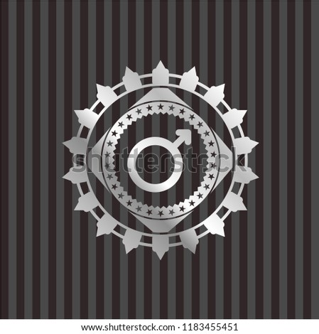 male icon inside silver shiny badge