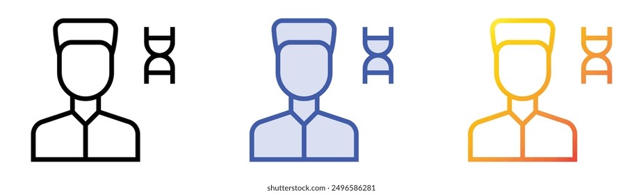 male icon. Linear, Blue Fill and Gradient Style Design Isolated On White Background