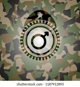 male icon on camo pattern