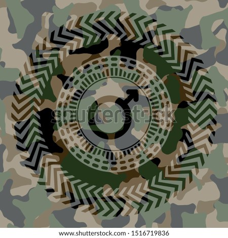 male icon on camo pattern