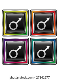 Male icon on square vector button