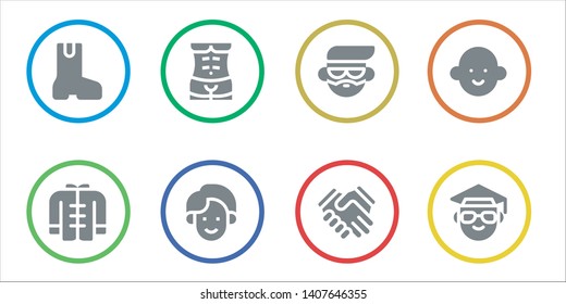 male icon set. 8 filled male icons.  Simple modern icons about  - Boot, Wushu, Human body, Man, Avatar, Shake hands, Scientist