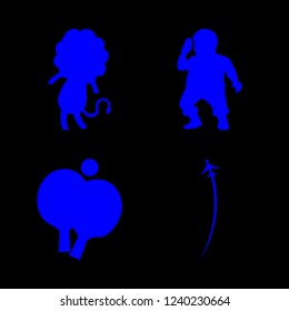 male icon set about soldier, fighter, table tennis and lion vector set