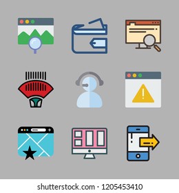 male icon set. vector set about browser, smartphone, wallet and barcode scanner icons set.