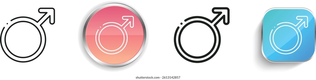 male icon. Thin Linear, Regular and Button Style Design Isolated On White Background