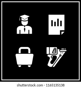 male icon. This set with document, shopping basket, graduate and nail gun vector icons for mobile and web