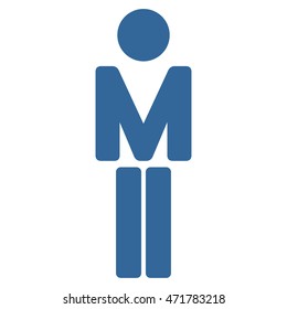Male icon. Vector style is flat iconic symbol with rounded angles, cobalt color, white background.