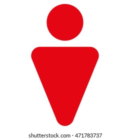 Male icon. Vector style is flat iconic symbol with rounded angles, intensive red color, white background.