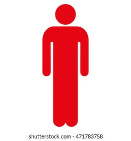 Male icon. Vector style is flat iconic symbol with rounded angles, intensive red color, white background.