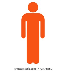 Male icon. Vector style is flat iconic symbol with rounded angles, orange color, white background.