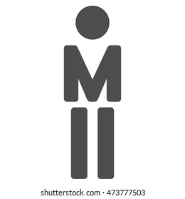 Male icon. Vector style is flat iconic symbol with rounded angles, gray color, white background.