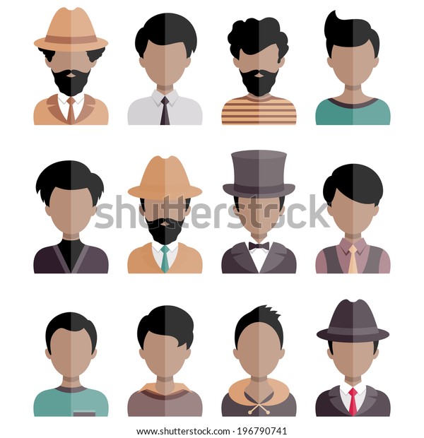 Male Icons Set Trendy Flat Style Stock Vector (Royalty Free) 196790741