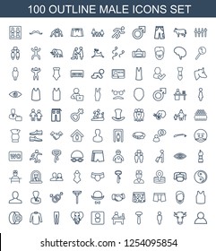 male icons. Trendy 100 male icons. Contain icons such as user, cow, man, tie, table, man WC, elephant, underpants, sweater, belt, singlet, man hairstyle. male icon for web and mobile.