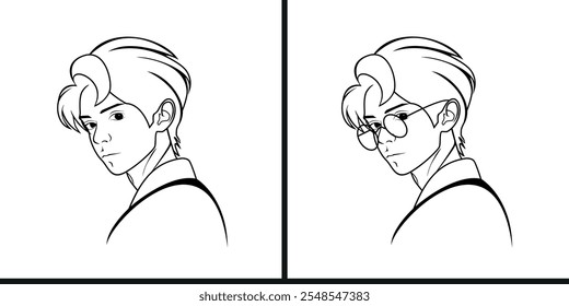 Male illustration in modern and simple design for digital or graphic templates