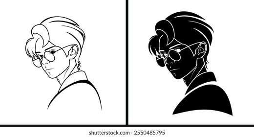 Male illustration in modern and simple design for digital or graphic templates