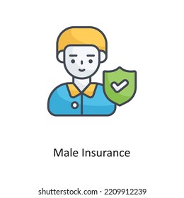 Male Insurance Filled  Outline Vector Icon Design illustration on White background. EPS 10 File