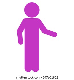 Male Invitation vector icon. Style is flat symbol, violet color, rounded angles, white background.