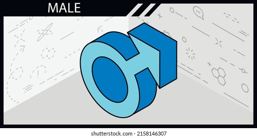 Icono de diseño isométrico masculino. Ilustración web de vectores. 3.ª colorida concepción