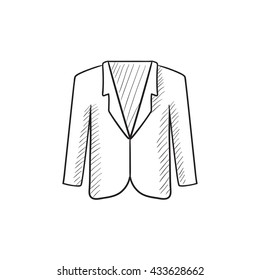 Male jacket vector sketch icon isolated on background. Hand drawn Male jacket icon. Male jacket sketch icon for infographic, website or app.