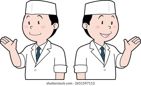 Chef japonês masculino levantando uma mão