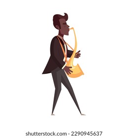 Male jazz musician performing on stage cartoon vector illustration