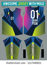 male jersey,fashion vector illustration with mold template