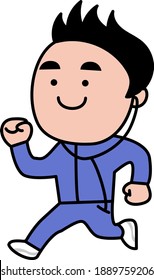 Male jogging office worker morning illustration material