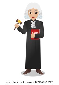 Male Judge Holding Red Book of Law