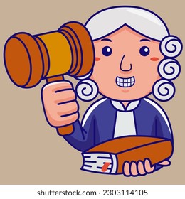 male judge in a white vintage wig with a gavel