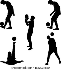male juggling a football ball 