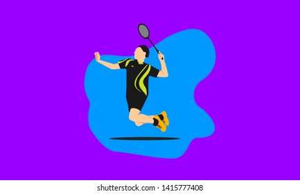 Male Jump Smashing On Badminton Stock Vector Illustration