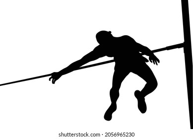 male jumper athlete high jump black silhouette